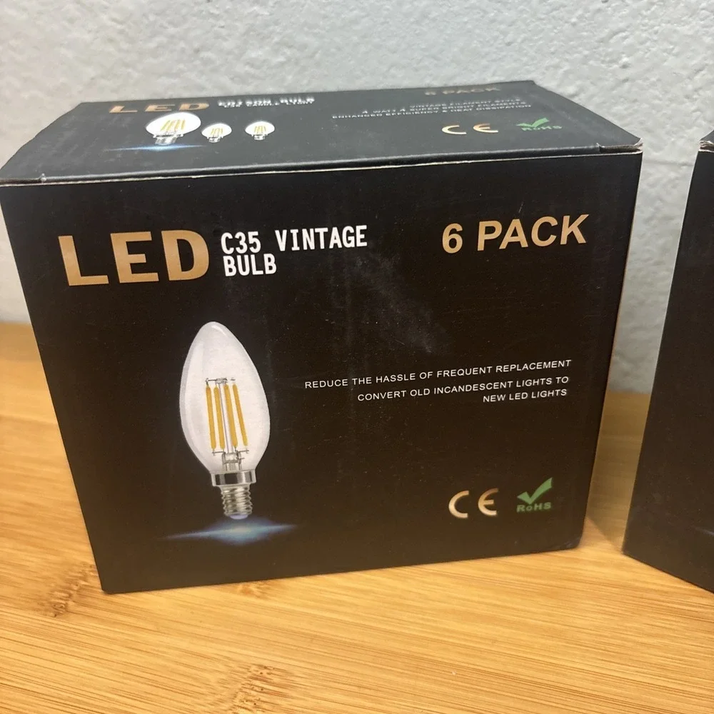 Lot of 2-LED Vintage Edison Bulb C35 candle light‎ chandelier- Brand new- 6 Each